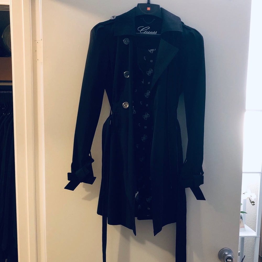 Guess black trench coat